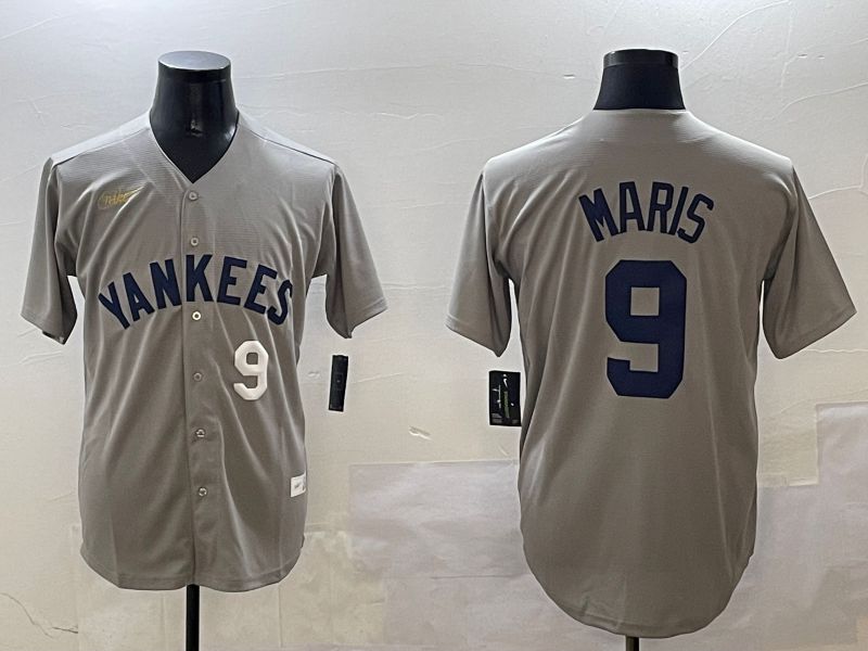 Men New York Yankees #9 Maris Grey Throwback Game 2025 Nike MLB Jersey style 3->new york yankees->MLB Jersey